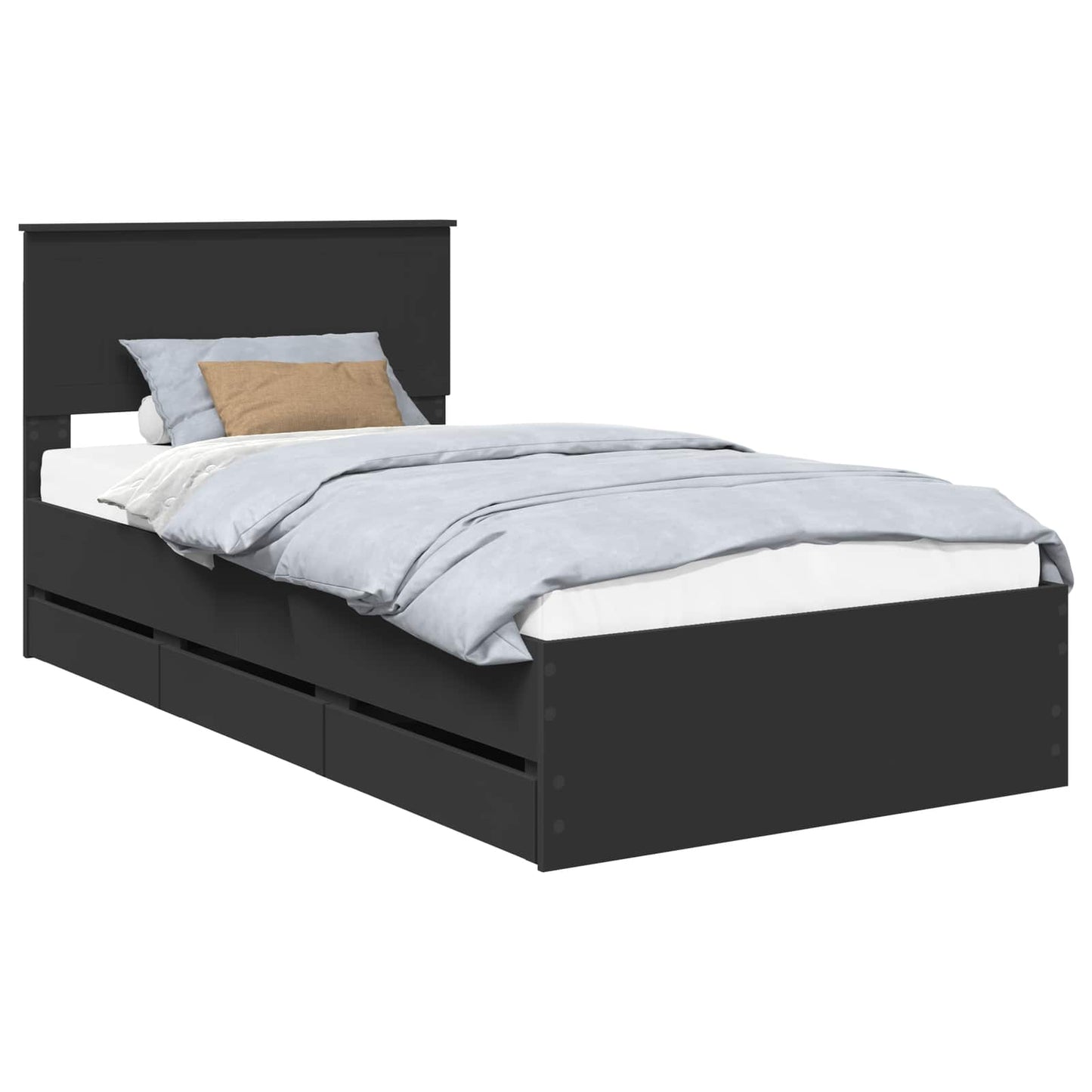 Struttura del letto Nero 100 x 200 cm Legno Ingegnerizzato | homemem39