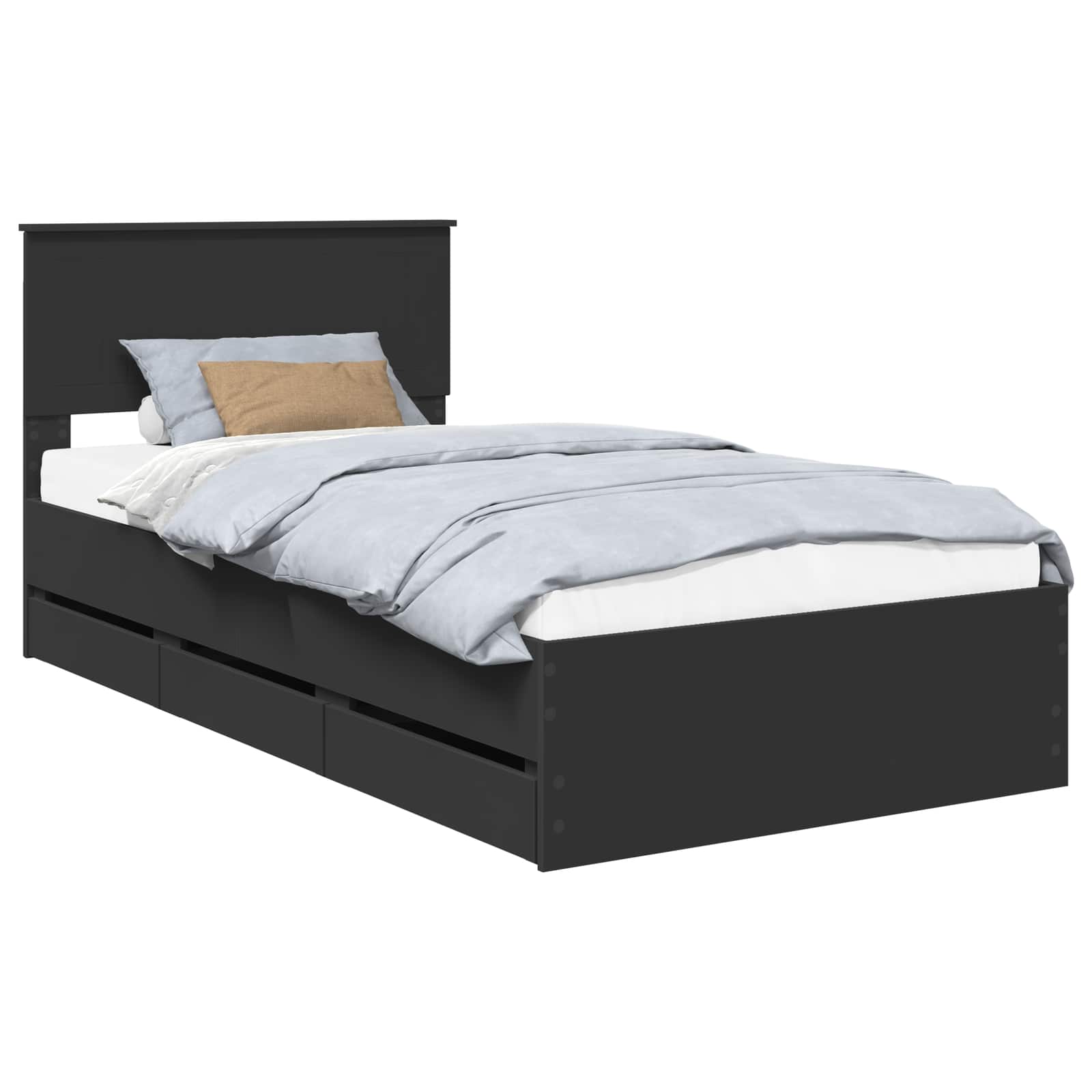 Struttura del letto Nero 100 x 200 cm Legno Ingegnerizzato | homemem39