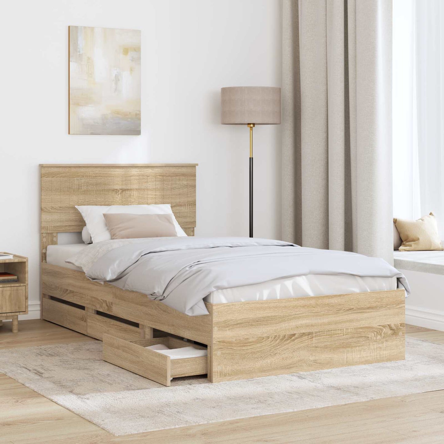 Struttura del letto con cassetto Rovere Sonoma 100 x 200 cm