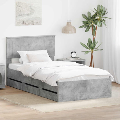 Struttura del letto con cassetto Grigio cemento 100 x 200 cm