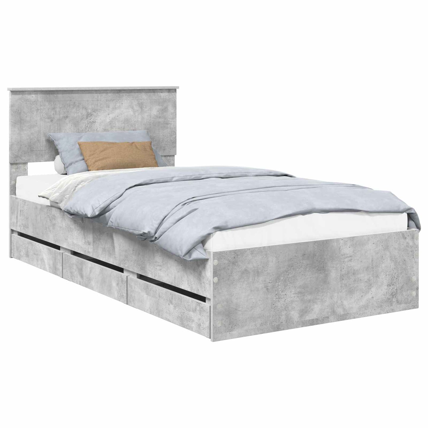 Struttura del letto con cassetto Grigio cemento 100 x 200 cm