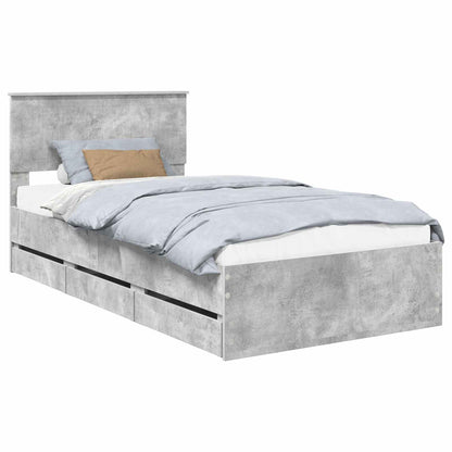 Struttura del letto con cassetto Grigio cemento 100 x 200 cm