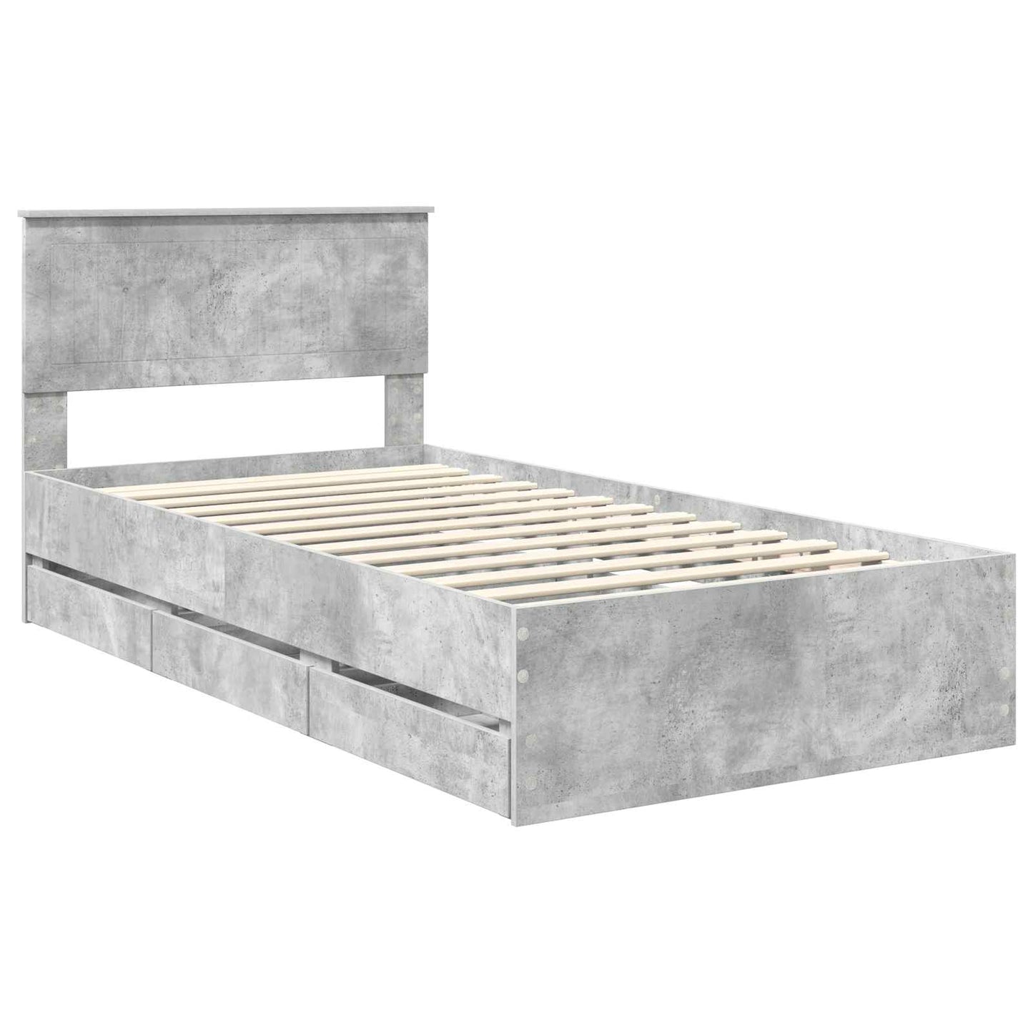 Struttura del letto con cassetto Grigio cemento 100 x 200 cm