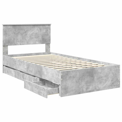 Struttura del letto con cassetto Grigio cemento 100 x 200 cm
