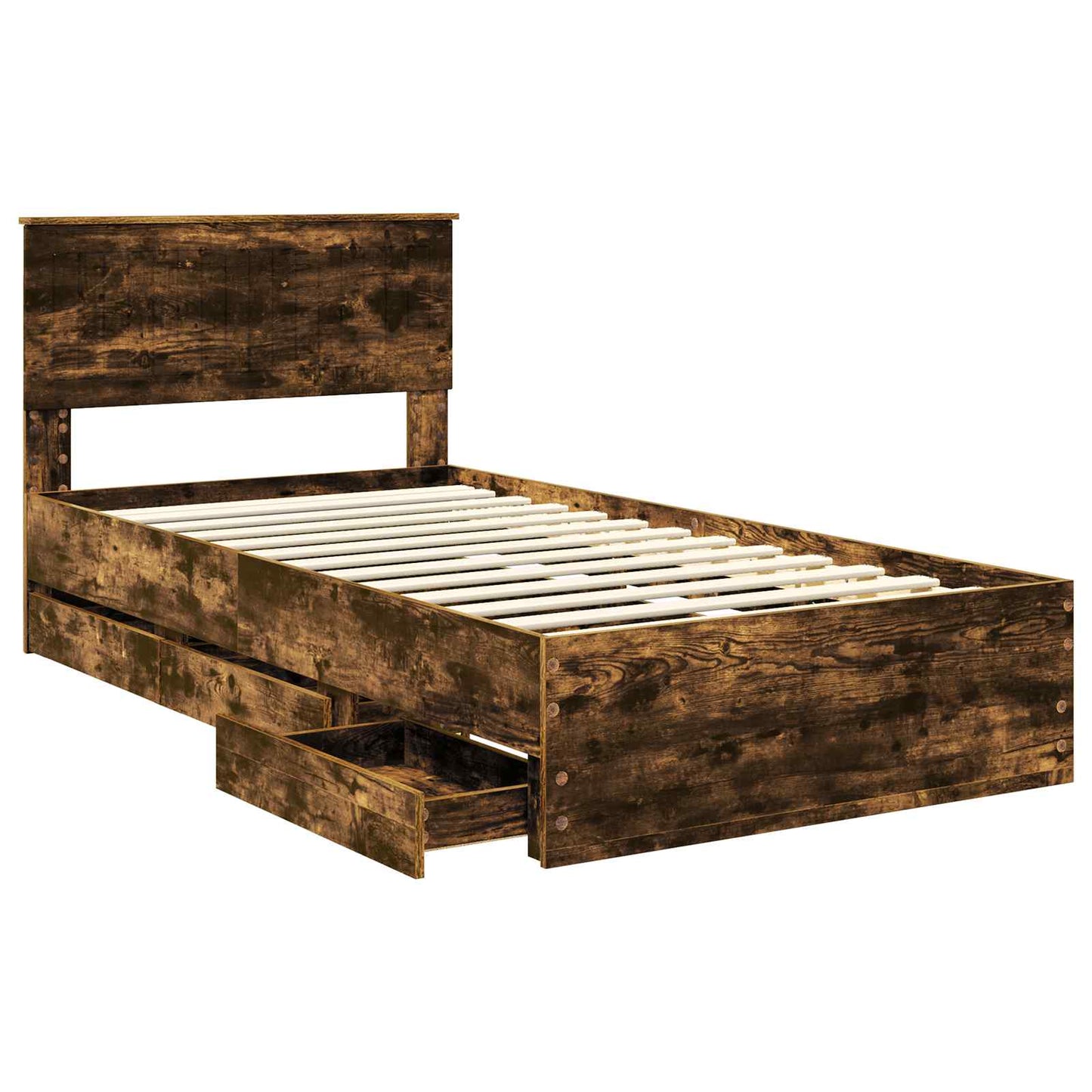 Struttura del letto con cassetto Rovere fumé 100 x 200 cm