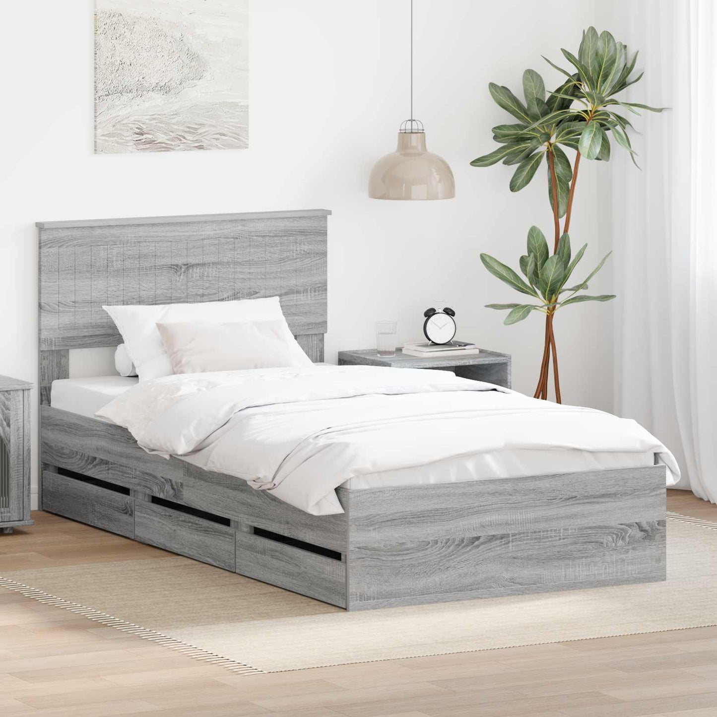 Struttura del letto con cassetto Grigio Sonoma 100 x 200 cm
