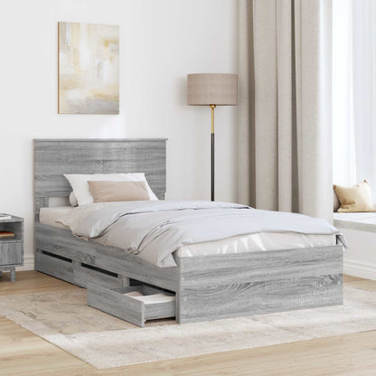 Struttura del letto con cassetto Grigio Sonoma 100 x 200 cm