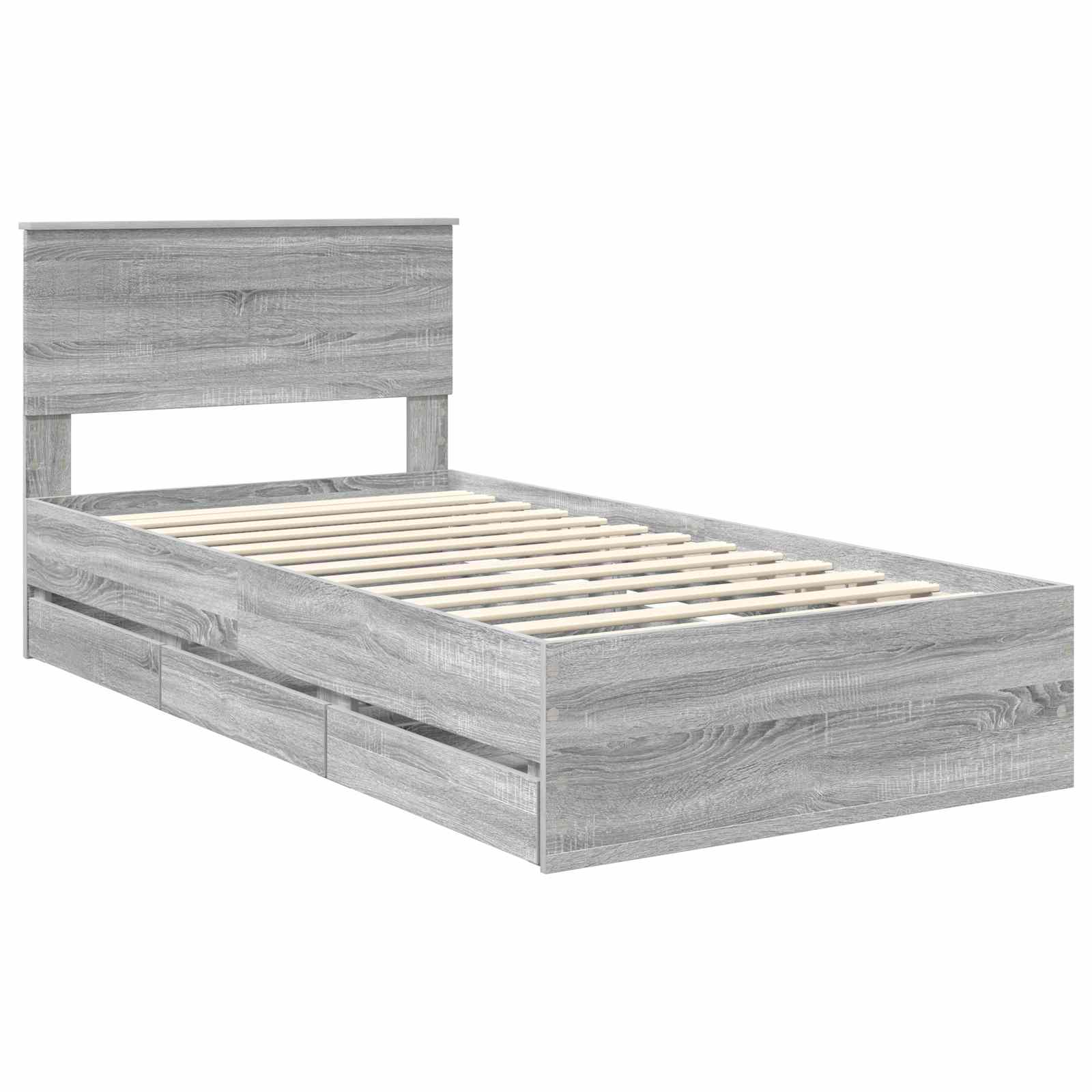 Struttura del letto con cassetto Grigio Sonoma 100 x 200 cm | homemem39