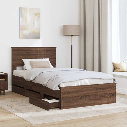 Struttura del letto con cassetto Rovere Marrone 100 x 200 cm