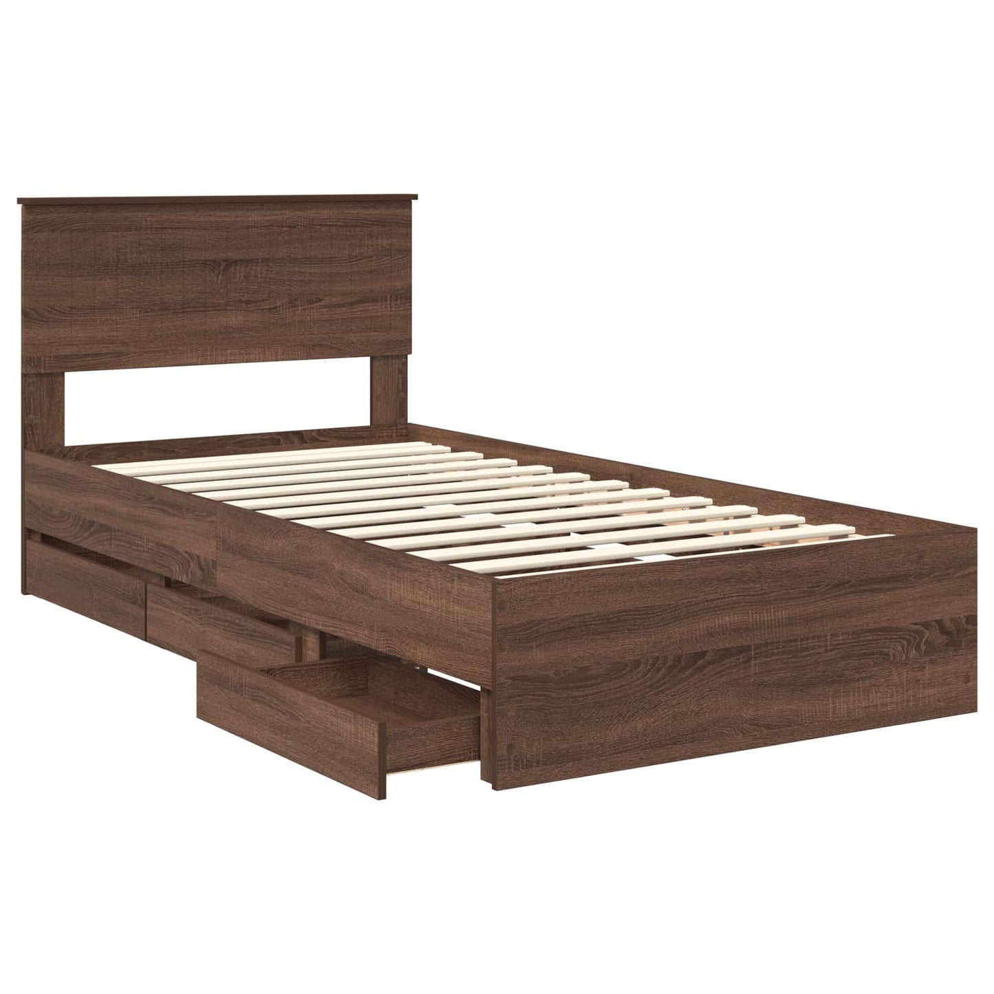 Struttura del letto con cassetto Rovere Marrone 100 x 200 cm