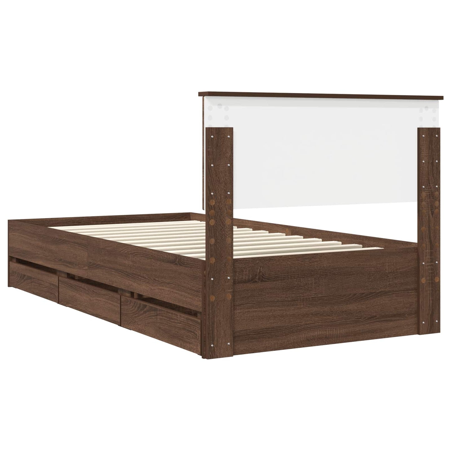 Struttura del letto con cassetto Rovere Marrone 100 x 200 cm