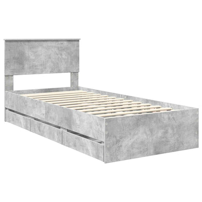 Struttura del letto con cassetto Grigio cemento 90 x 190 cm