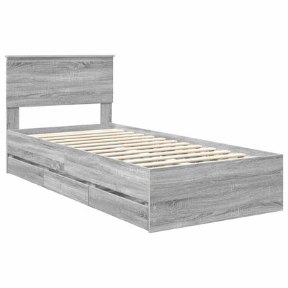Struttura del letto con cassetto Grigio Sonoma 90 x 190 cm