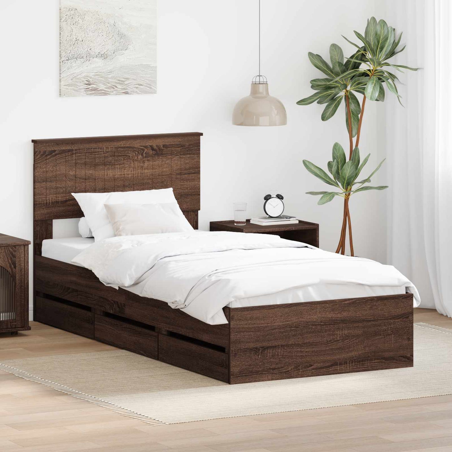 Struttura del letto con cassetto Rovere Marrone 90 x 200 cm