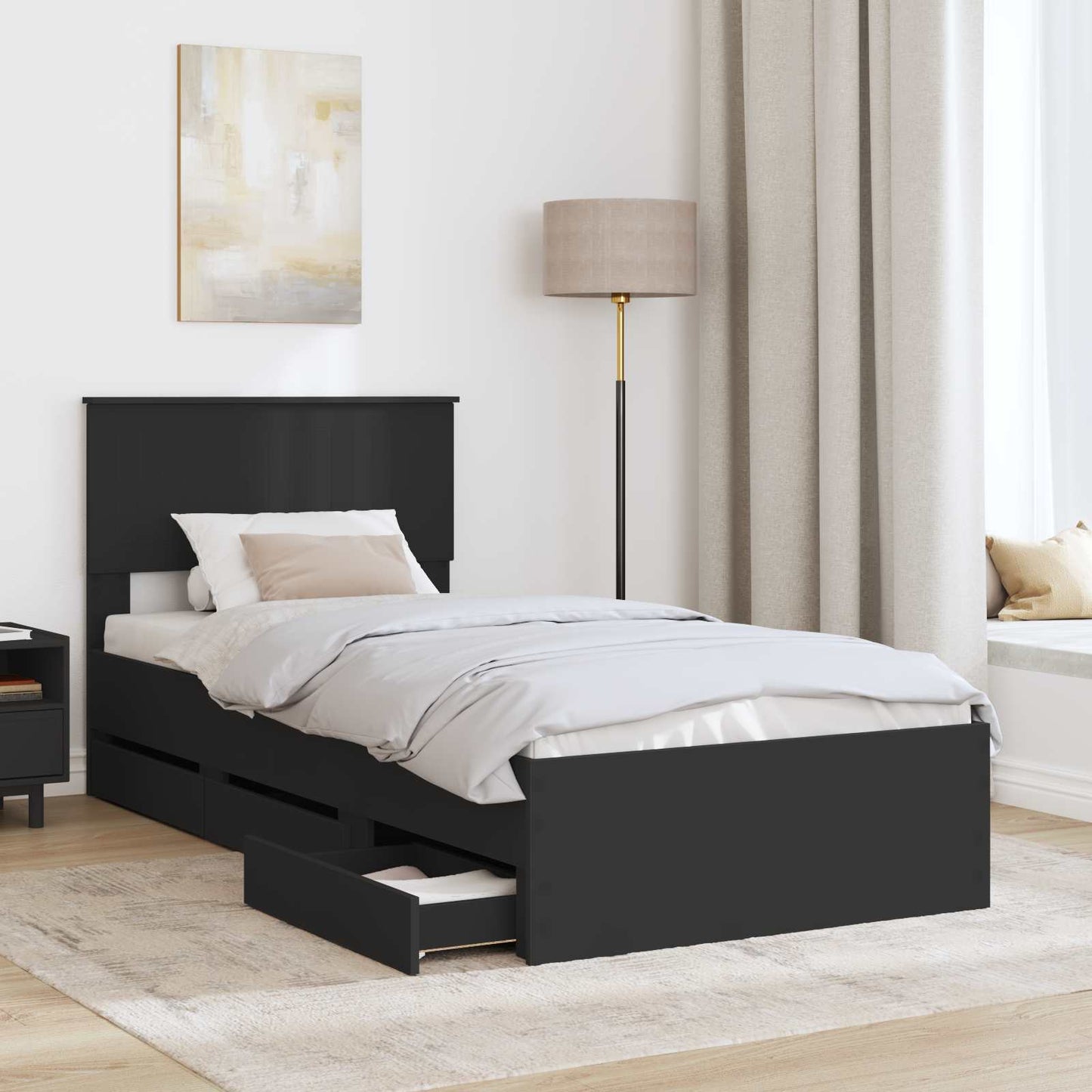 Struttura del letto Nero 90 x 190 cm Legno Ingegnerizzato