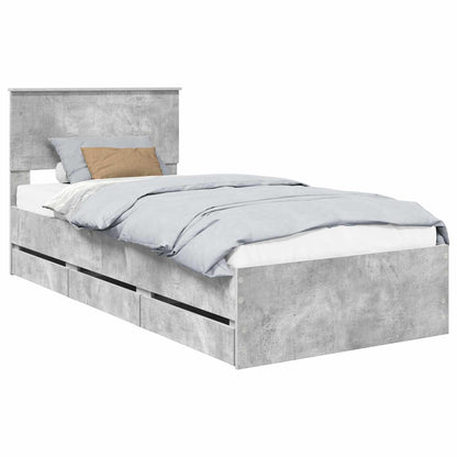 Struttura del letto con cassetto Grigio cemento 90 x 200 cm