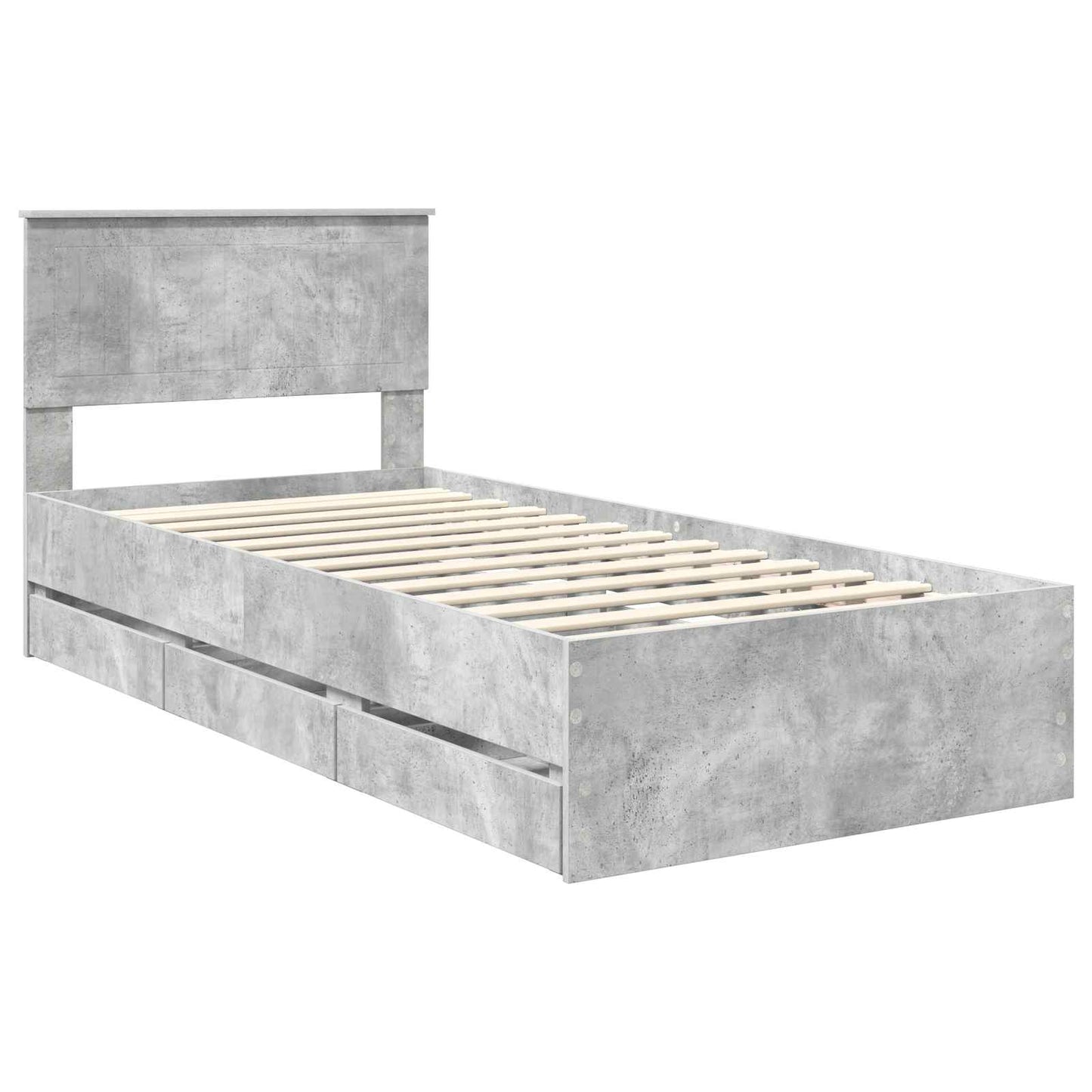 Struttura del letto con cassetto Grigio cemento 90 x 200 cm