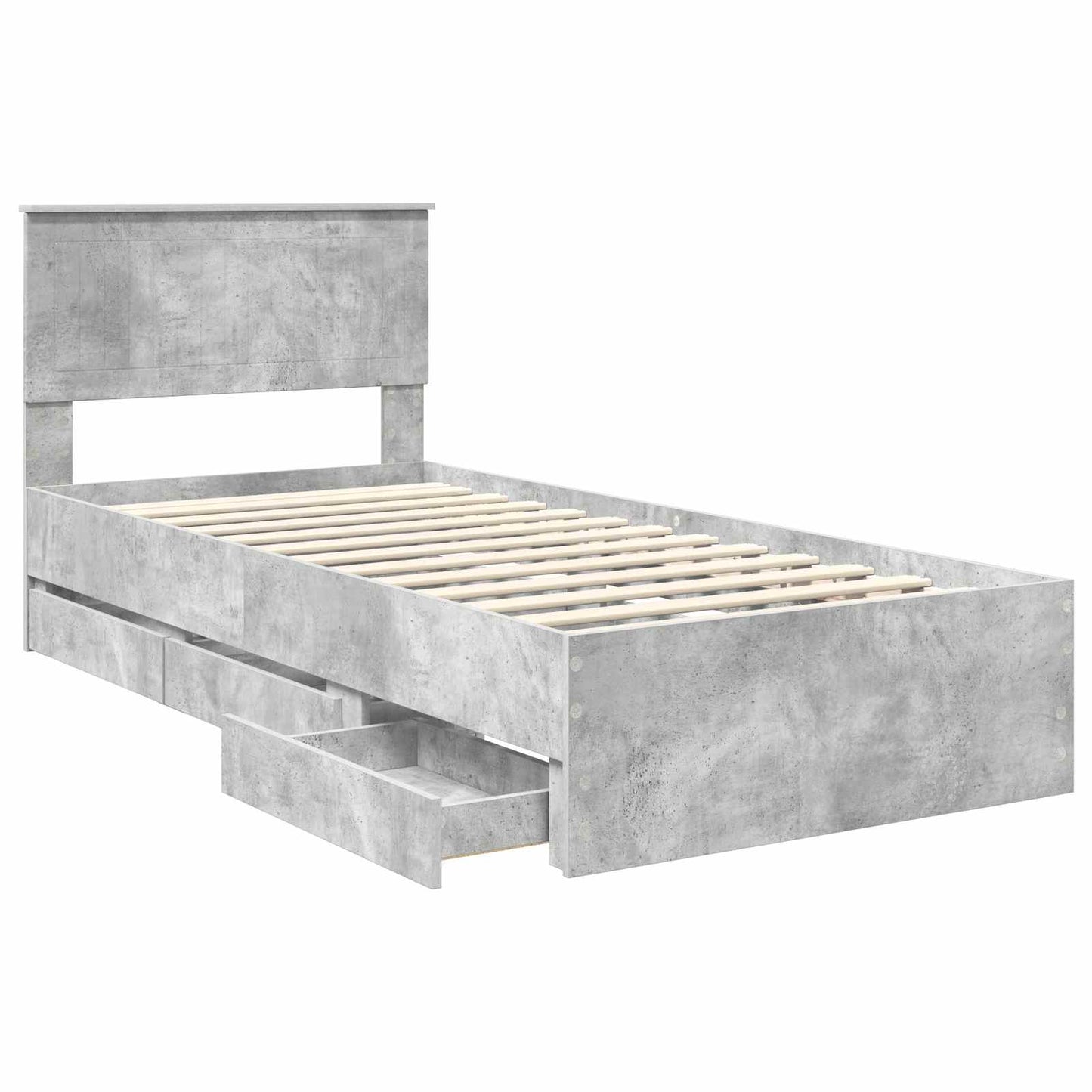 Struttura del letto con cassetto Grigio cemento 90 x 200 cm