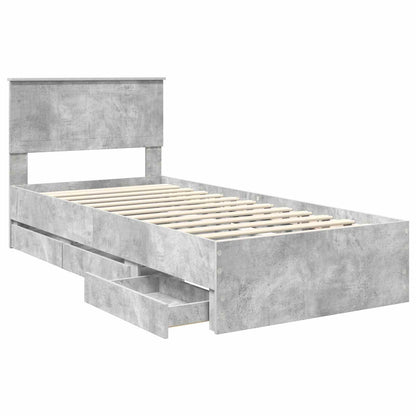 Struttura del letto con cassetto Grigio cemento 90 x 200 cm