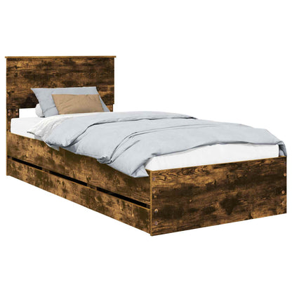 Struttura del letto con cassetto Rovere fumé 90 x 200 cm