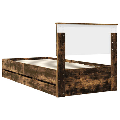 Struttura del letto con cassetto Rovere fumé 90 x 200 cm