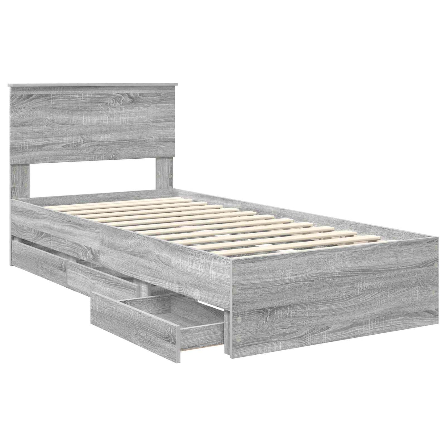 Struttura del letto con cassetto Grigio Sonoma 90 x 190 cm