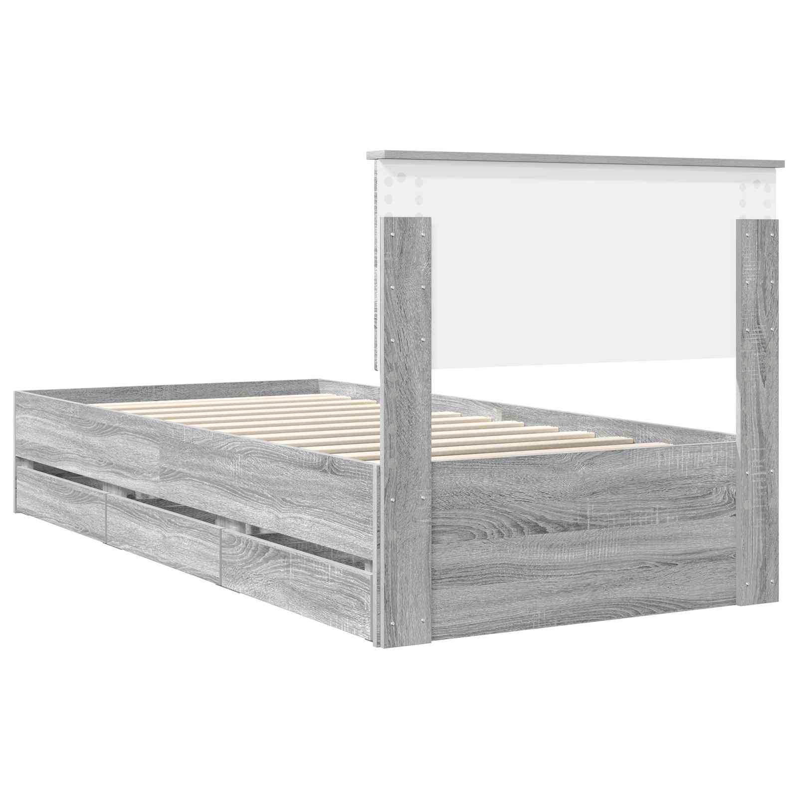 Struttura del letto con cassetto Grigio Sonoma 90 x 190 cm | homemem39