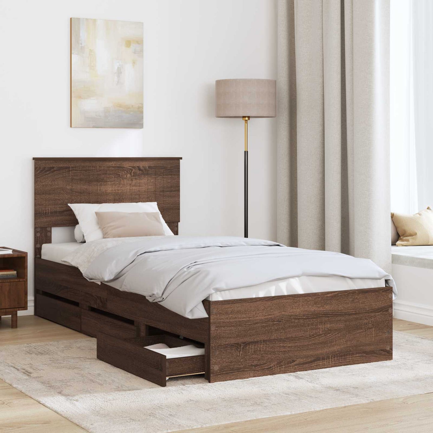 Struttura del letto con cassetto Rovere Marrone 90 x 200 cm