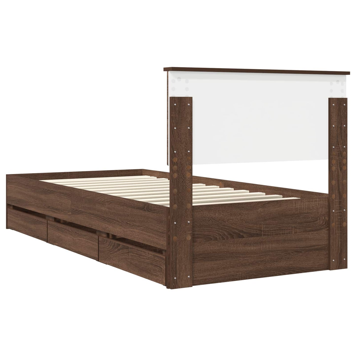 Struttura del letto con cassetto Rovere Marrone 90 x 200 cm