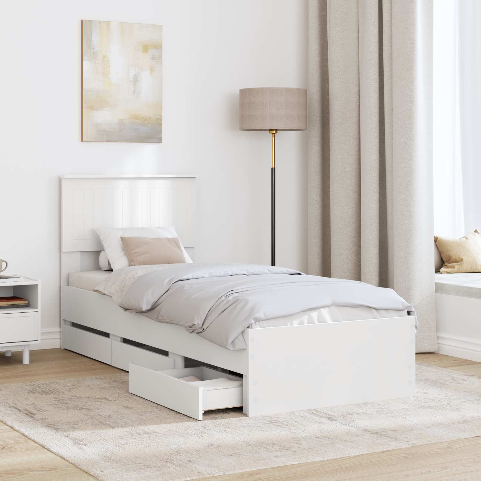 Struttura del letto Bianco 75 x 190 cm Legno Ingegnerizzato | homemem39