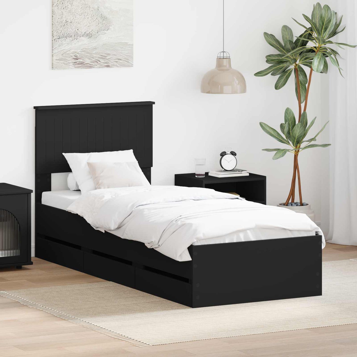 Struttura del letto Nero 75 x 190 cm Legno Ingegnerizzato