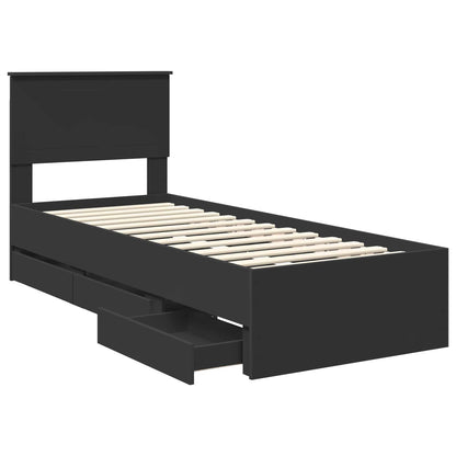 Struttura del letto Nero 75 x 190 cm Legno Ingegnerizzato | homemem39