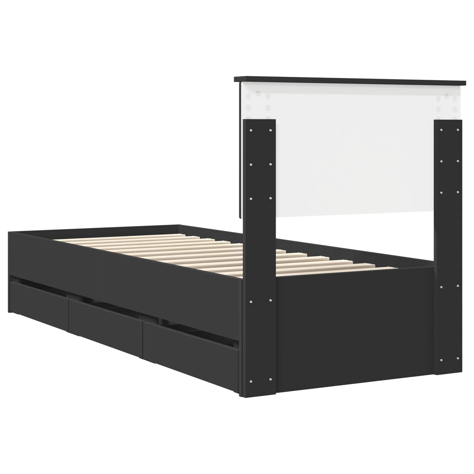 Struttura del letto Nero 75 x 190 cm Legno Ingegnerizzato | homemem39