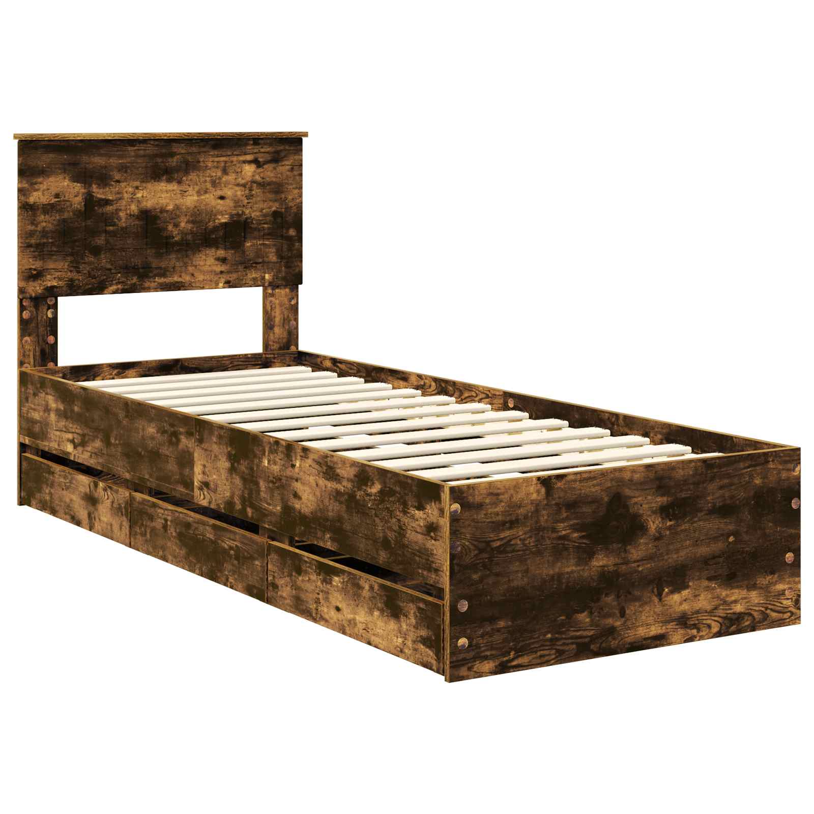 Struttura del letto con cassetto Rovere fumé 75 x 190 cm | homemem39