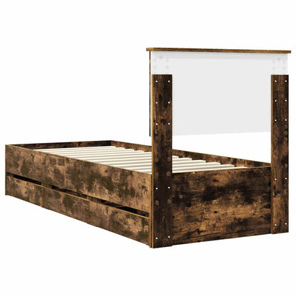 Struttura del letto con cassetto Rovere fumé 75 x 190 cm