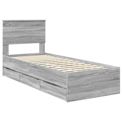 Struttura del letto con cassetto Grigio Sonoma 75 x 190 cm