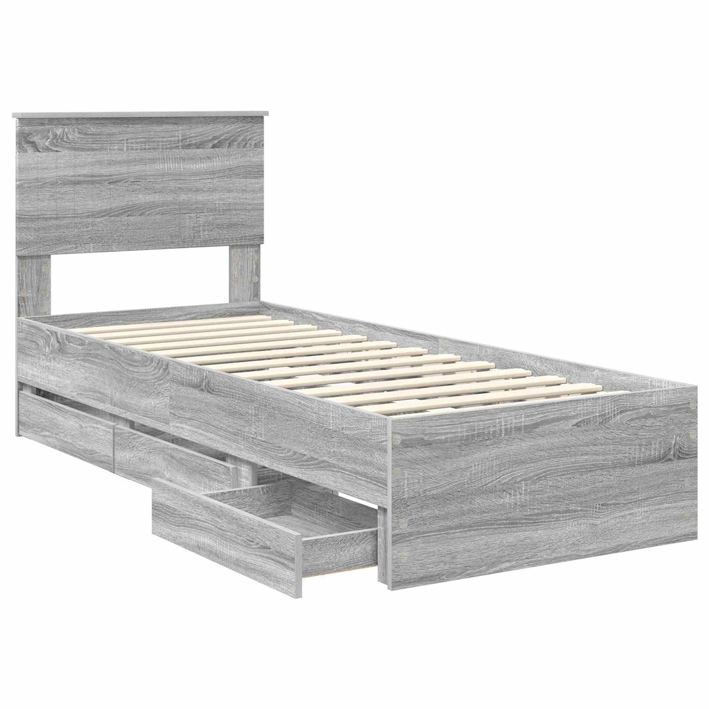 Struttura del letto con cassetto Grigio Sonoma 75 x 190 cm