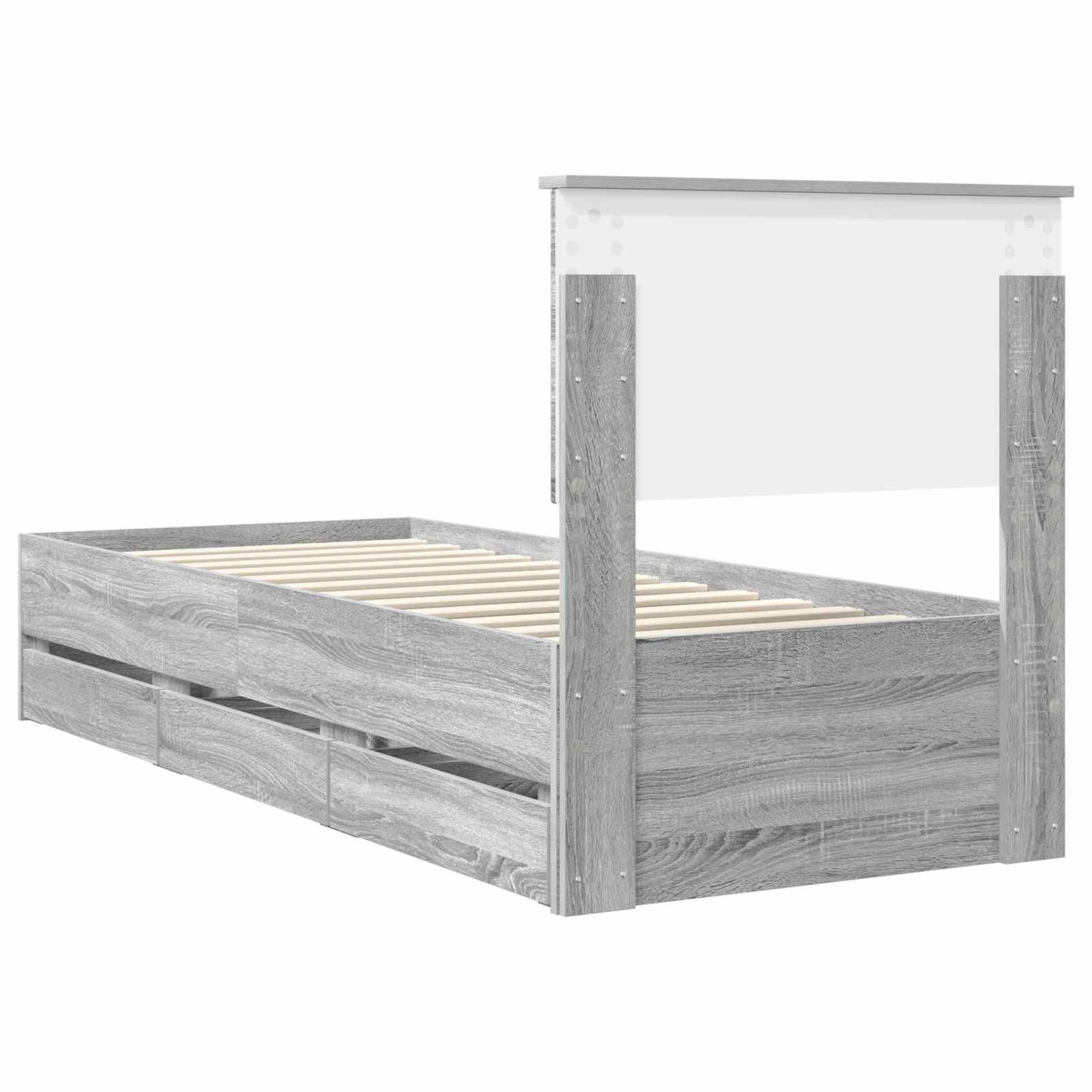 Struttura del letto con cassetto Grigio Sonoma 75 x 190 cm | homemem39