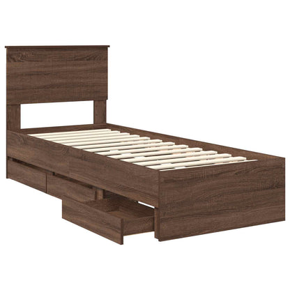 Struttura del letto con cassetto Rovere Marrone 75 x 190 cm