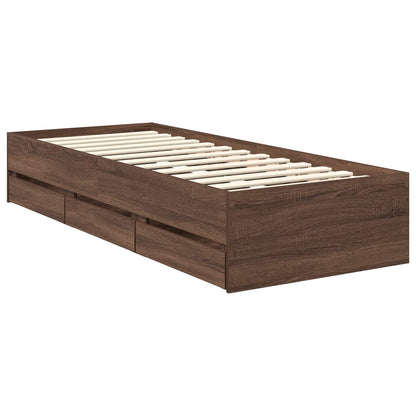 Struttura del letto con cassetto Rovere Marrone 75 x 190 cm | homemem39