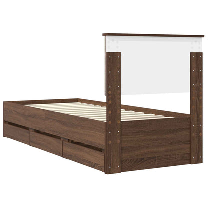 Struttura del letto con cassetto Rovere Marrone 75 x 190 cm | homemem39