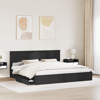 Letto con Contenitore Nero 200 x 200 cm Legno multistrato | homemem39