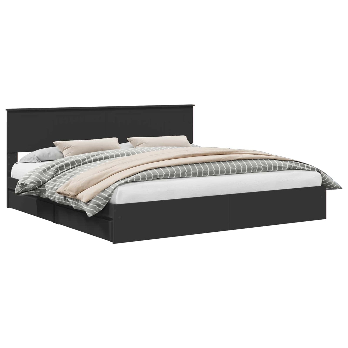 Letto con Contenitore Nero 200 x 200 cm Legno multistrato | homemem39
