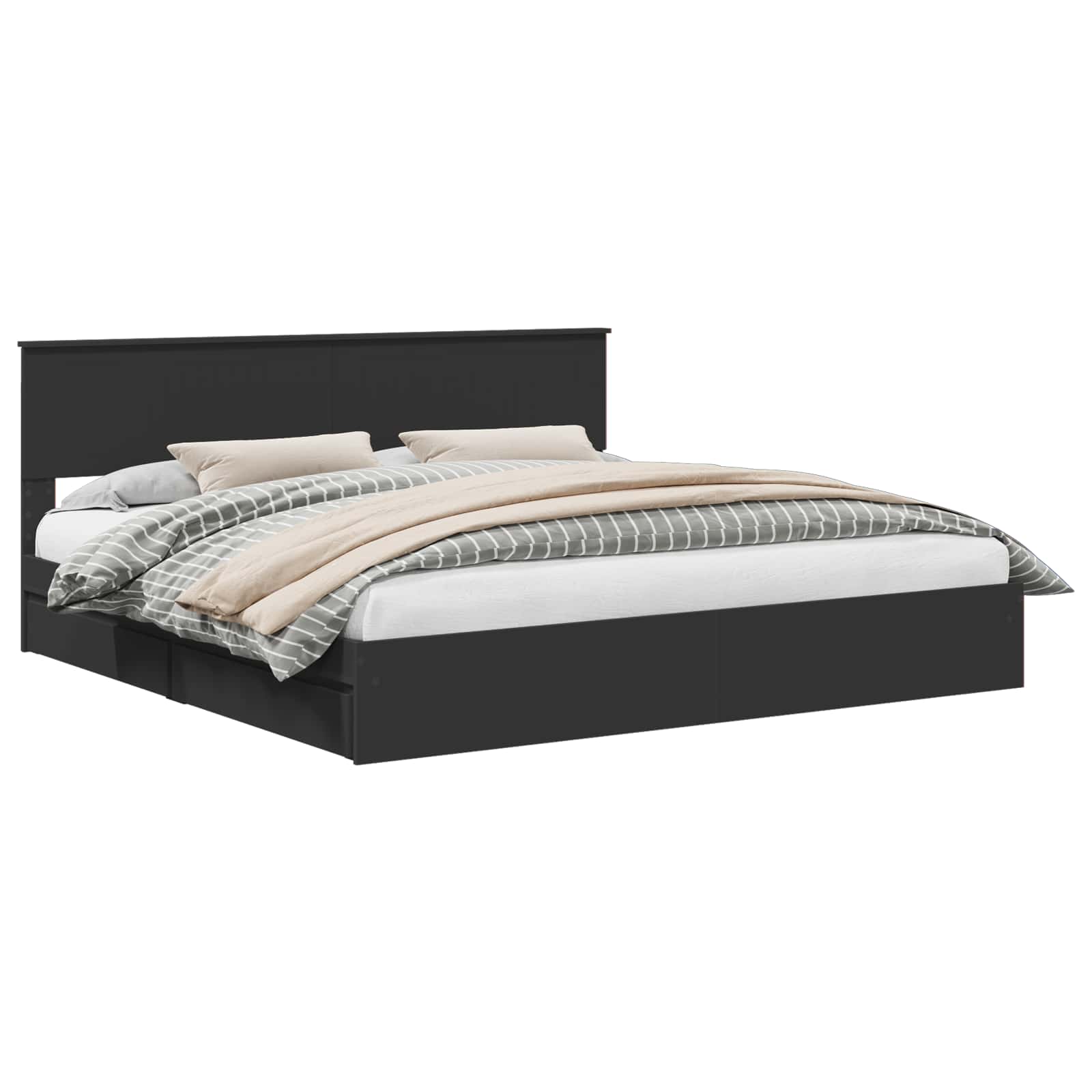 Letto con Contenitore Nero 200 x 200 cm Legno multistrato | homemem39