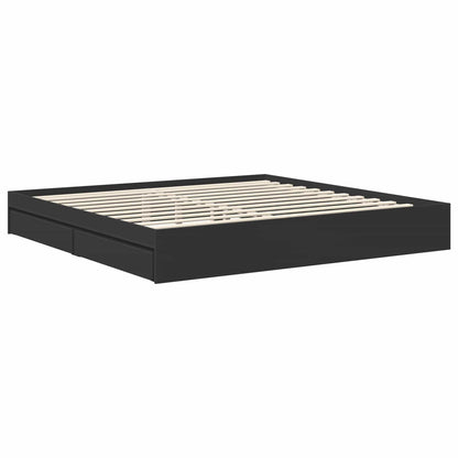 Letto con Contenitore Nero 200 x 200 cm Legno multistrato | homemem39