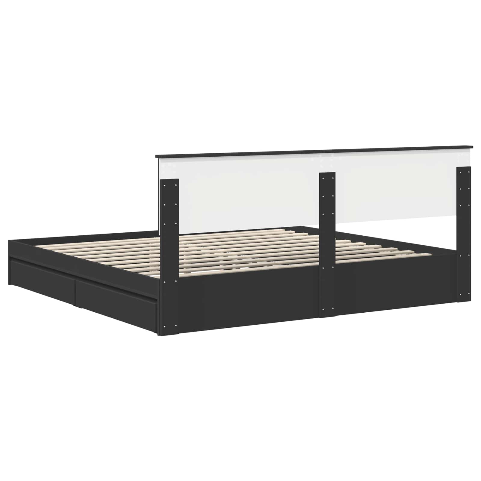 Letto con Contenitore Nero 200 x 200 cm Legno multistrato | homemem39