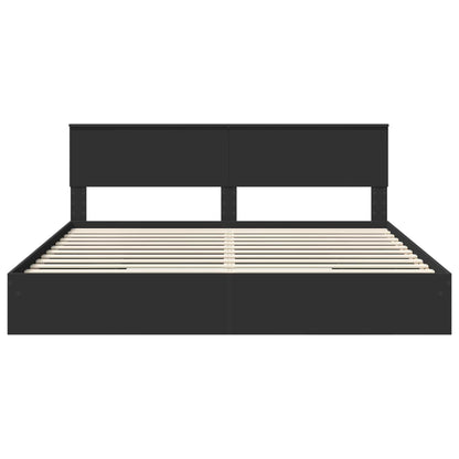 Letto con Contenitore Nero 200 x 200 cm Legno multistrato | homemem39