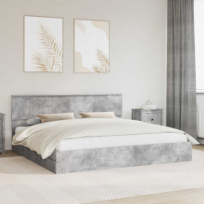 Letto con Contenitore con testiera Grigio cemento 200 x 200 cm | homemem39