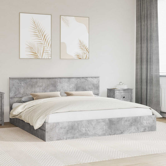Letto con Contenitore con testiera Grigio cemento 200 x 200 cm | homemem39