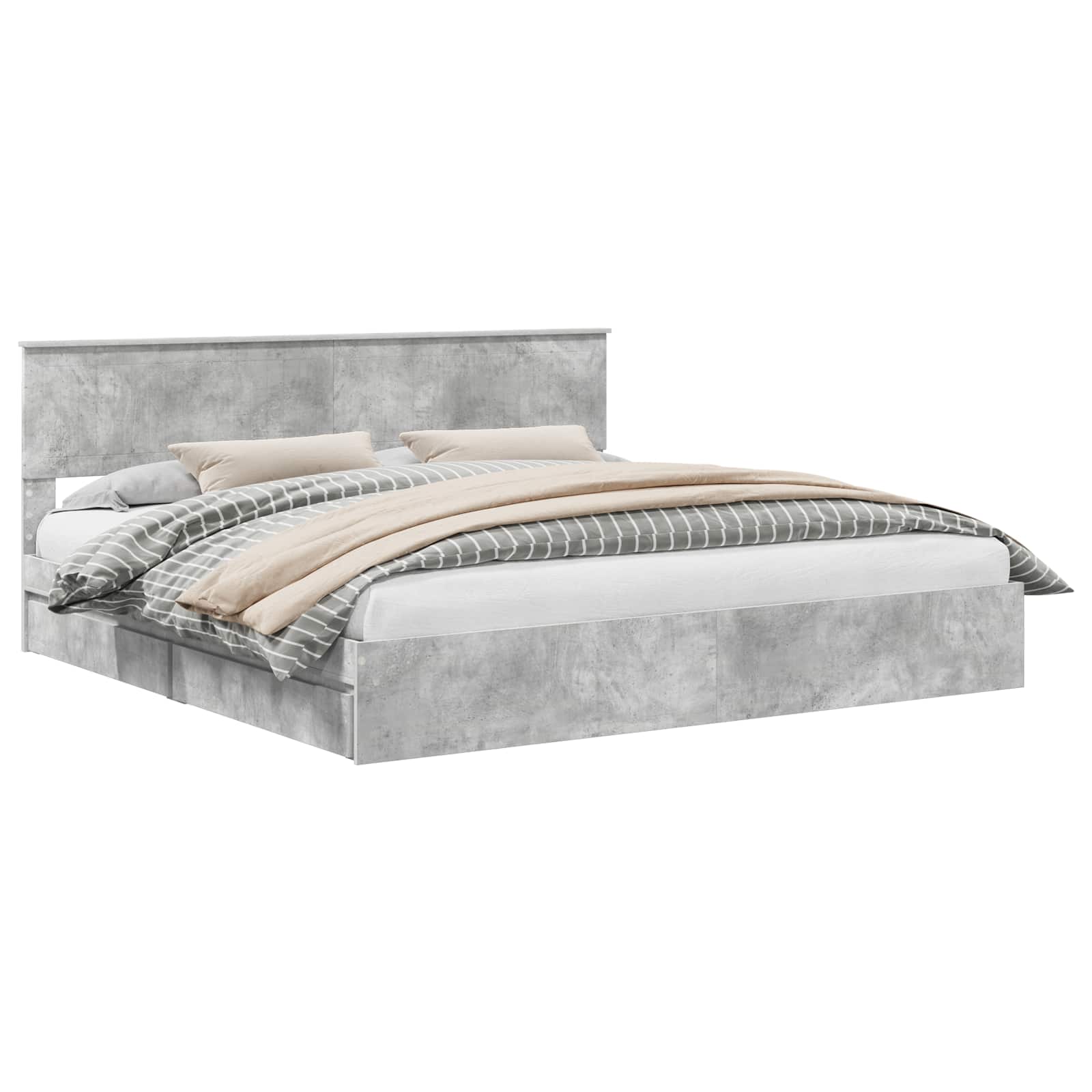 Letto con Contenitore con testiera Grigio cemento 200 x 200 cm | homemem39